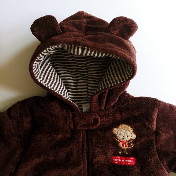 Just One You Carter's Soft Fleece Monkey Hooded One-Piece Sleeper 6 Months - Picture 5 of 10